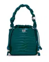 Ganni Bou Medium Green Croco Embossed Bucket Bag In Green