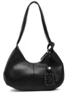 Ganni 'bou Bag Hobo Medium' Black Shoulder Bag With Shoulder Strap And Removable Logo Patch In Black