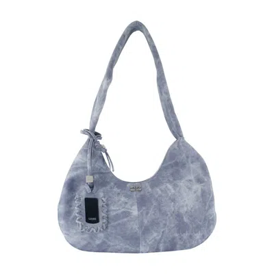 Ganni Bou Medium Shoulder Bag - Leather - Blue In Gray