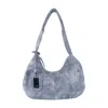 Ganni Womens Celestial Blue Bleached Medium Hobo Cotton Shoulder Bag