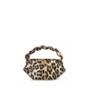 Ganni Bou Mini Animalier Handbag In Sand