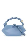 Ganni Mini Bou Leather Top Handle Bag In Blue