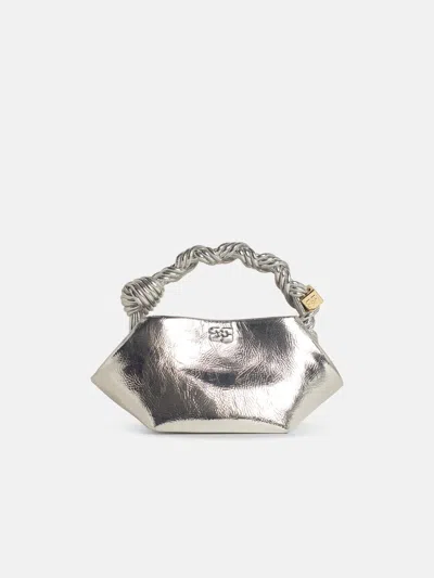 Ganni 'bou' Mini Bag In Silver Leather Blend