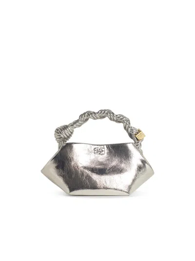 GANNI GANNI BOU' MINI BAG IN SILVER LEATHER BLEND