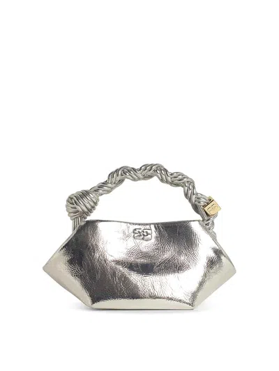 Ganni Bou Mini Bag In Silver Leather Blend