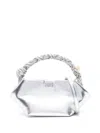 Ganni Bou Mini Bag In Silver Leather Blend In Silver