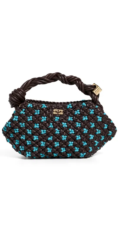Ganni Bou Mini Braided Handbag Chicory Coffee In Brown