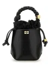 Ganni Bou Bucket Mini Crinkle Oleatex Handbags Black In Black