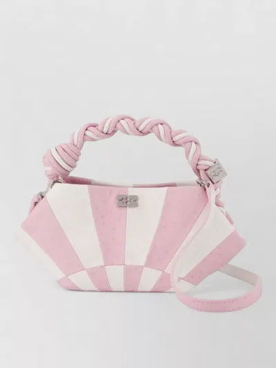 Ganni Bou Mini Circus Purse Polyester Striped In Pink