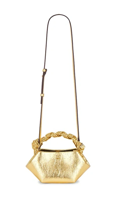 Ganni Bou Mini Crushed Bag In Gold