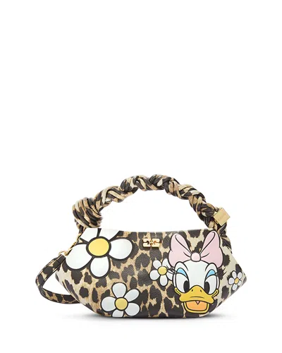 Ganni Bou Mini Daisy Duck Leopard Print Bag In Multi