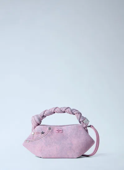 Ganni Bou Mini Denim Handbag In Pink