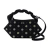 Ganni Mini Bou Studded Tote Bag With Floral Embellishments In Black