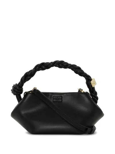 Ganni Black Leather Mini Bou Handbag In Black  