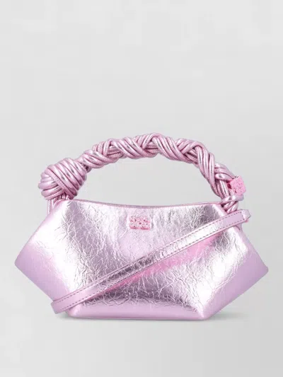 Ganni Bou Mini Leather Bag Braided Handle In Purple