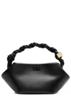 Ganni Bou Mini Leather Top Handle Bag In Black