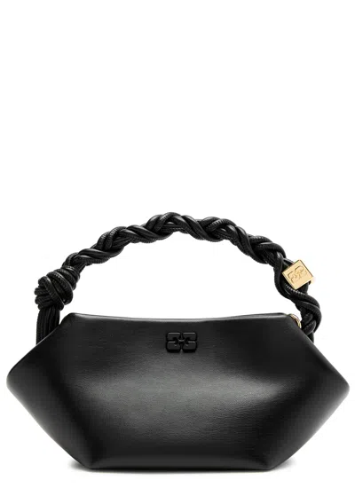 Ganni Bou Mini Leather Top Handle Bag In Black