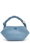 Ganni Mini Bou Leather Top Handle Bag In Light Blue