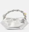Ganni Mini Leather Bou Top-handle Bag In Silver