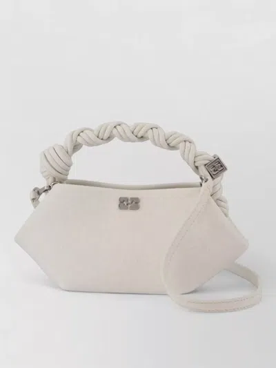 Ganni Bou Mini Ostrich Purse Synthetic Polyester In Neutrals