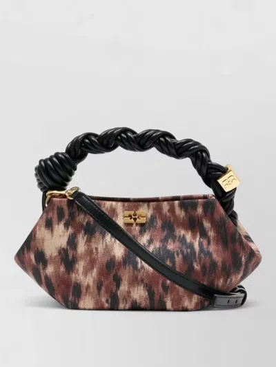Ganni Bou Mini Purse Animal Print Strap In Black