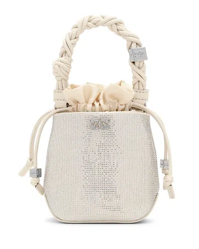 Ganni Bou Mini Satin Bucket Bag In Egret