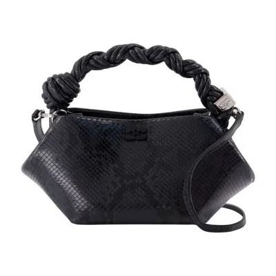 Ganni Bou Mini Snake Purse In Black