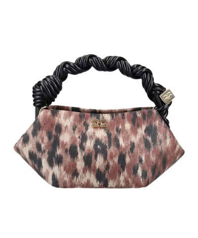 Ganni Mini Bou Braided-handle Tote Bag In Brown