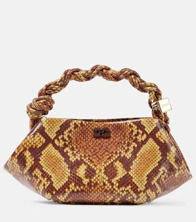 Ganni Bou Mini Tote Bag In Brown