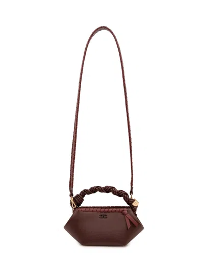 Ganni Bou Mini Tresse Handbag In Bitter Chocolare