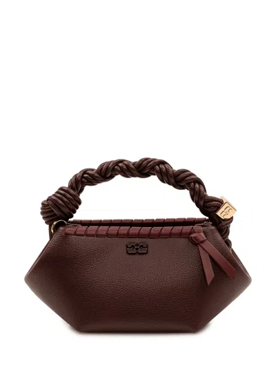 Ganni Bou Mini Tresse Handbag In Bitter Chocolare