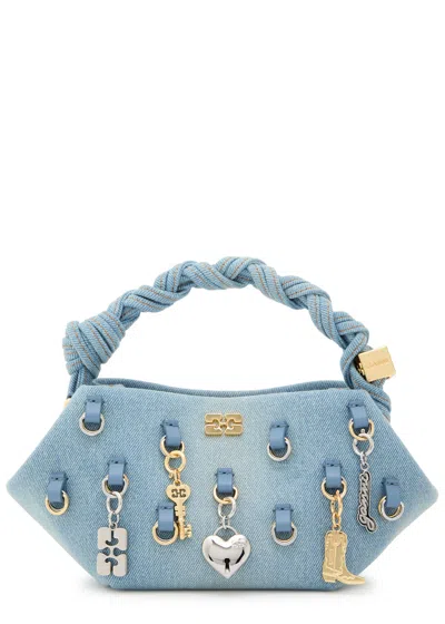 Ganni Bou Mini Washed Denim Top Handle Bag