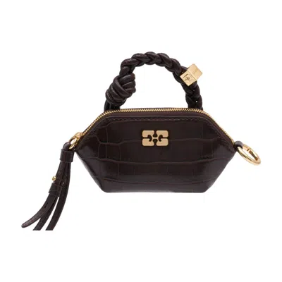 Ganni Bou Nano Croco Purse In Black