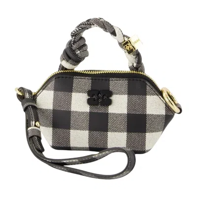 Ganni Bou Nano Keyring - Leather - Black In Gray