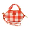 Ganni 'vichy' Red Nano Bag With Braided Handle And Logo Plaque In Red