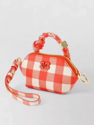 Ganni Bou Nano Keyring Leather Mini Bag In White