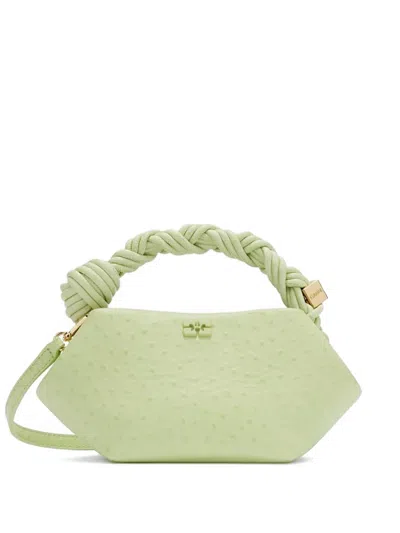 Ganni Bou Ostrich-effect Tote Bag In Green