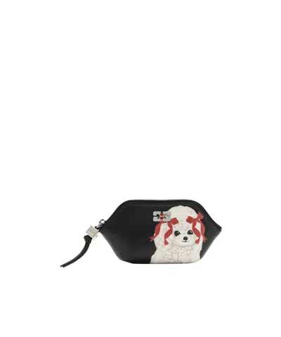 Ganni Bou Poodle Coin Purse In Black