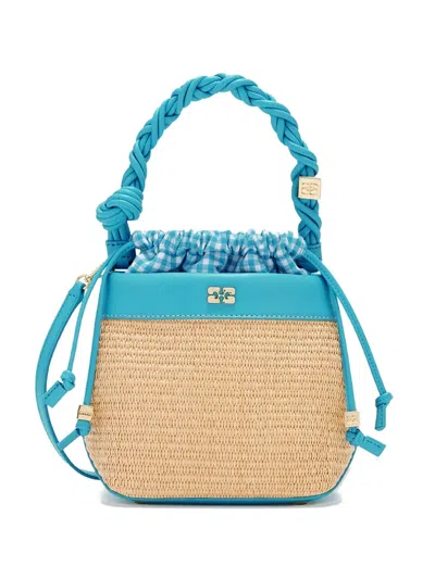 Ganni Bou Beuteltasche Aus Raffiabast In Orange