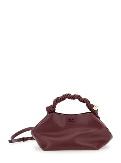Ganni Bou Red Handbag With Butterfly Logo And Hand-braided Strands In Leather Woman