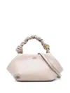 Ganni Oyster Gray Bou Small Recycled-leather Blend Top-handle Bag