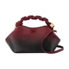 Ganni Small ' Bou' Bag In Red Shaded Lear Blend In Black