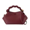 Ganni Bou Red Handbag With Butterfly Logo And Hand-braided Strands In Leather Woman In Neutral