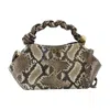 Ganni Bou Small Python-effect Leather Top Handle Bag In Animal Print
