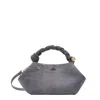 Ganni Small Bou Braided Handle Tote Bag In Gray
