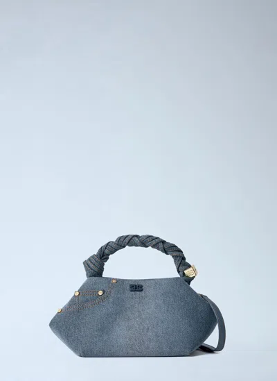 Ganni Bou Small Denim Handbag In Blue