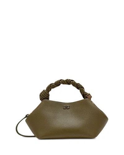 Ganni Bou Small Grained Handbag In Green