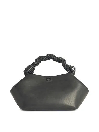 Ganni Bou Small Grey Leather Blend Bag In Gray