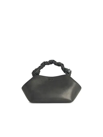 GANNI GANNI 'BOU' SMALL GREY LEATHER BLEND BAG WOMEN
