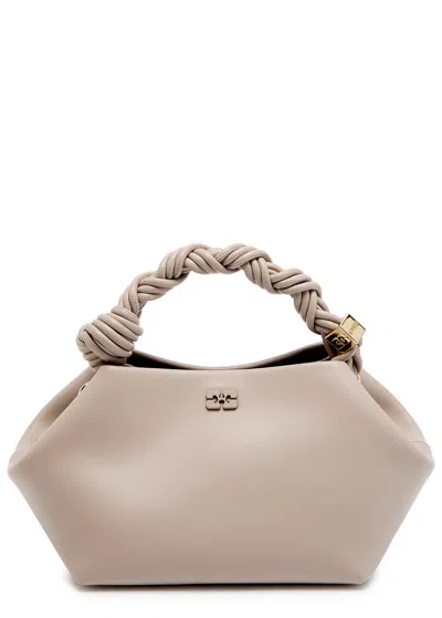 Ganni Bou Small Leather Top Handle Bag In Sand